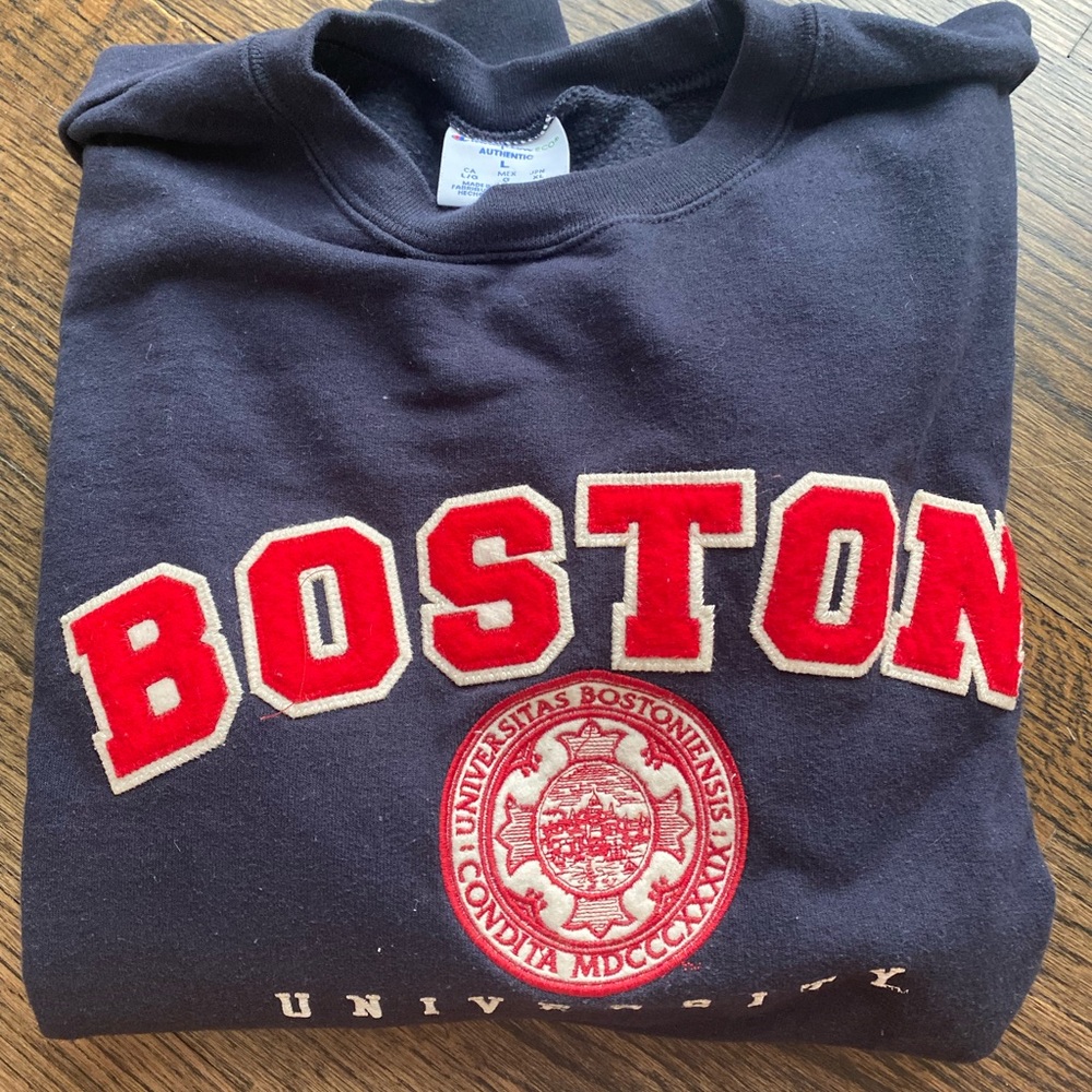 BOSTON U navy crew neck size L